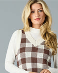 Load image into Gallery viewer, Addison Plaid V-Neck Sweater Vest - Coffee Check