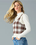 Load image into Gallery viewer, Addison Plaid V-Neck Sweater Vest - Coffee Check
