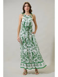 Load image into Gallery viewer, Adriana Floral Halter Neck Maxi Dress - White/Green