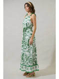 Load image into Gallery viewer, Adriana Floral Halter Neck Maxi Dress - White/Green