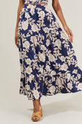 Load image into Gallery viewer, Alana Night Tropics Flowy Maxi Skirt - Navy/Cream