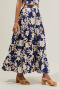Load image into Gallery viewer, Alana Night Tropics Flowy Maxi Skirt - Navy/Cream