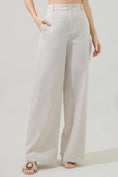 Load image into Gallery viewer, Alba Striped Belted Wide Leg Trousers - Oatmeal/White
