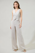 Load image into Gallery viewer, Alba Striped Belted Wide Leg Trousers - Oatmeal/White