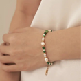 Load image into Gallery viewer, Alira Beaded Gemstone Gold Bracelet - Pink Rainbow, Green Rainbow