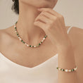 Load image into Gallery viewer, Alira Beaded Gemstone Gold Necklace - Pink Rainbow, Green Rainbow