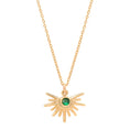 Load image into Gallery viewer, Alora Green Cubic Zirconia Starburst Necklace - 14k Gold Filled