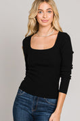 Load image into Gallery viewer, Annalise Square Neck Long Sleeve Top - Black/Truffle
