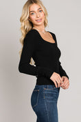 Load image into Gallery viewer, Annalise Square Neck Long Sleeve Top - Black/Truffle