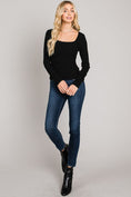 Load image into Gallery viewer, Annalise Square Neck Long Sleeve Top - Black/Truffle