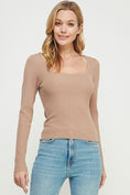 Load image into Gallery viewer, Annalise Square Neck Long Sleeve Top - Black/Truffle