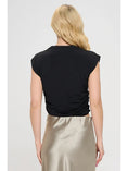 Load image into Gallery viewer, Aria Mock Neck Ruched Crop Top - Black