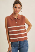 Load image into Gallery viewer, Aster Button-Down Sweater Vest - Terracotta/Ivory