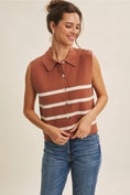 Load image into Gallery viewer, Aster Button-Down Sweater Vest - Terracotta/Ivory