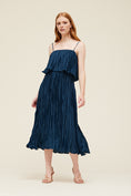 Load image into Gallery viewer, Audrey Tiered Pleats Midi Dress - Blue Jewel