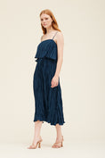 Load image into Gallery viewer, Audrey Tiered Pleats Midi Dress - Blue Jewel