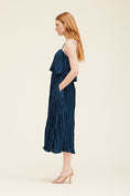 Load image into Gallery viewer, Audrey Tiered Pleats Midi Dress - Blue Jewel
