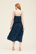 Load image into Gallery viewer, Audrey Tiered Pleats Midi Dress - Blue Jewel