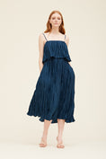 Load image into Gallery viewer, Audrey Tiered Pleats Midi Dress - Blue Jewel