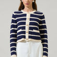 Load image into Gallery viewer, Blair Striped Cropped Cardigan - Navy/Cream