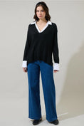 Load image into Gallery viewer, Brie Collared Shirt Sweater - Black/White