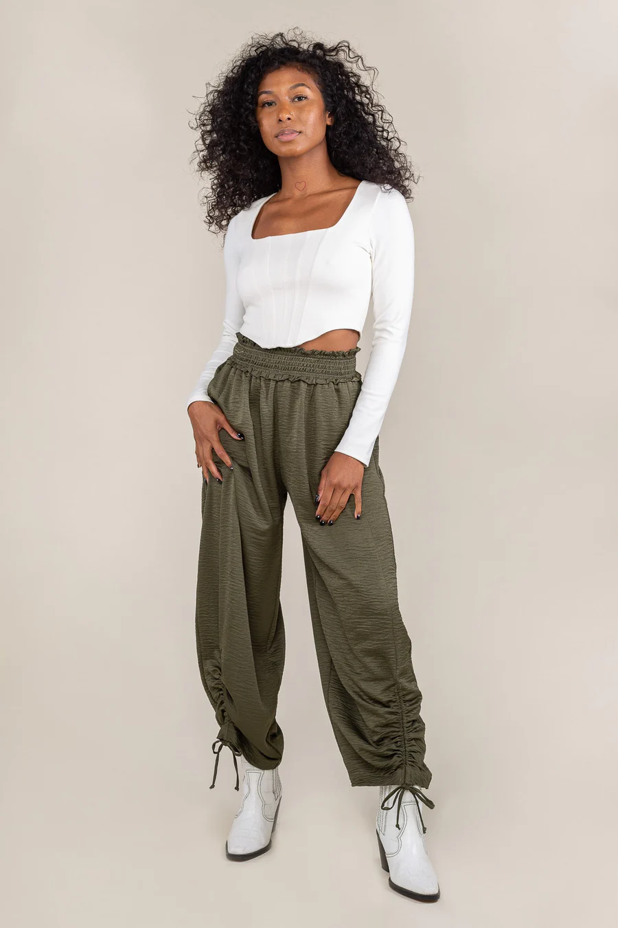 Brooklyn Square Neck Corset Crop Top - Ivory