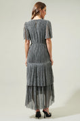 Load image into Gallery viewer, Celeste Shimmer Ruffle Tiered Dress - Silver Black