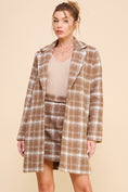 Load image into Gallery viewer, Cher Plaid Boucle Long Coat - Mocha Ivory