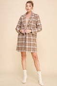 Load image into Gallery viewer, Cher Plaid Boucle Long Coat - Mocha Ivory