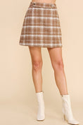 Load image into Gallery viewer, Cher Plaid Boucle Mini Skirt - Mocha Ivory