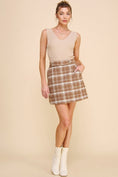Load image into Gallery viewer, Cher Plaid Boucle Mini Skirt - Mocha Ivory