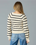 Load image into Gallery viewer, Claire Striped Button Sweater - Black/Ivory