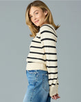 Load image into Gallery viewer, Claire Striped Button Sweater - Black/Ivory