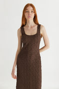 Load image into Gallery viewer, Claudia Popcorn-Textured Scoop Neck Midi Dress - Brown