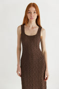Load image into Gallery viewer, Claudia Popcorn-Textured Scoop Neck Midi Dress - Brown