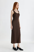 Load image into Gallery viewer, Claudia Popcorn-Textured Scoop Neck Midi Dress - Brown