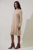 Load image into Gallery viewer, Cleo Cable Knit Sweater Dress - Taupe