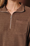 Load image into Gallery viewer, Tatum Collared Half Zip Pullover Top - Mocha