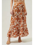 Load image into Gallery viewer, Daniella Floral Flowy Maxi Skirt - Cream/Brown