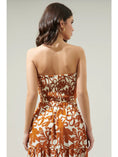 Load image into Gallery viewer, Daniella Caramel Floral Pleated Tube Top - Cream/Brown