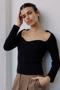 Load image into Gallery viewer, Darcie Sweetheart Long Sleeve Top - Black