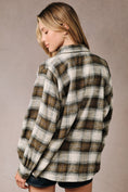 Load image into Gallery viewer, Billie Dolman Plaid Flannel Shirt - Cream/Olive