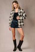 Load image into Gallery viewer, Billie Dolman Plaid Flannel Shirt - Cream/Olive
