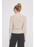 Load image into Gallery viewer, Eloise Bows Lace Knit Top - French Beige/Brown