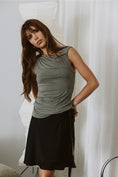 Load image into Gallery viewer, Emilia Asymmetrical Twist Shoulder Ruched Top - Olive