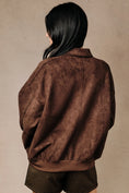 Load image into Gallery viewer, Emery Faux Suede Collared Zip Bomber Jacket - Brown