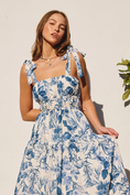 Load image into Gallery viewer, Francesca Floral Fit & Flare Midi Dress - Porcelain Blue