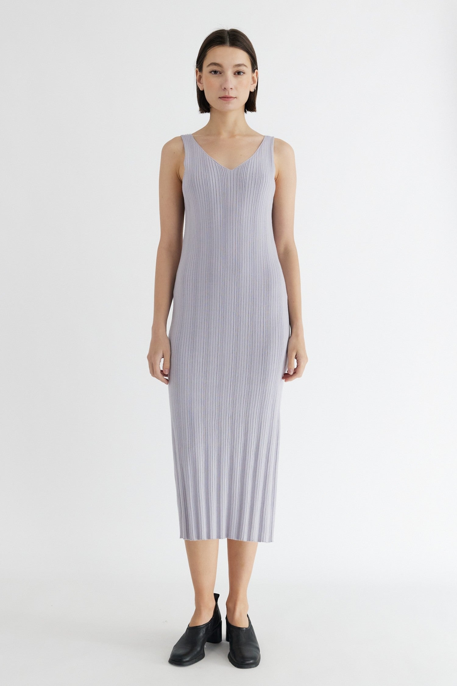 Geri Plisse Ribbed Midi Dress