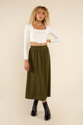 Load image into Gallery viewer, Gia Midi A-Line Pleated Skirt - Olive