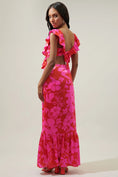 Load image into Gallery viewer, Gisele Floral Cut Out Mermaid Maxi Dress - Red/Pink